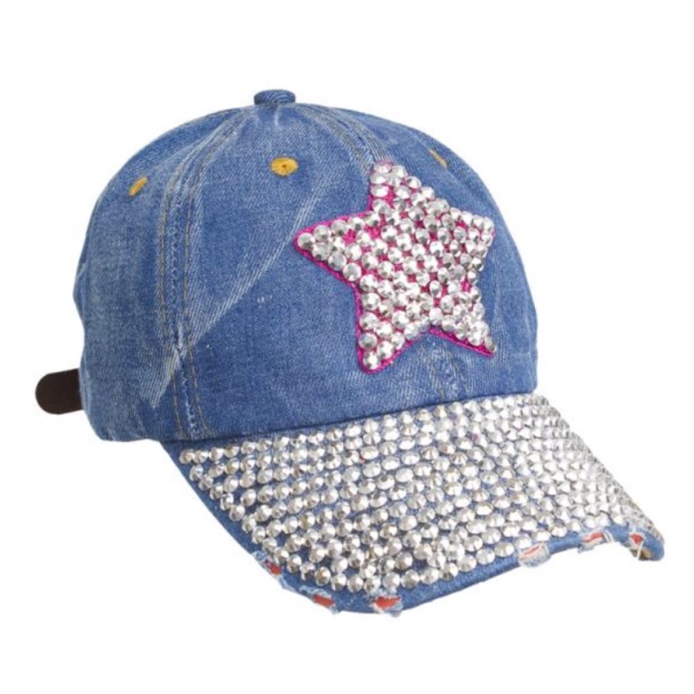 Denim Rhinestone Star Hat